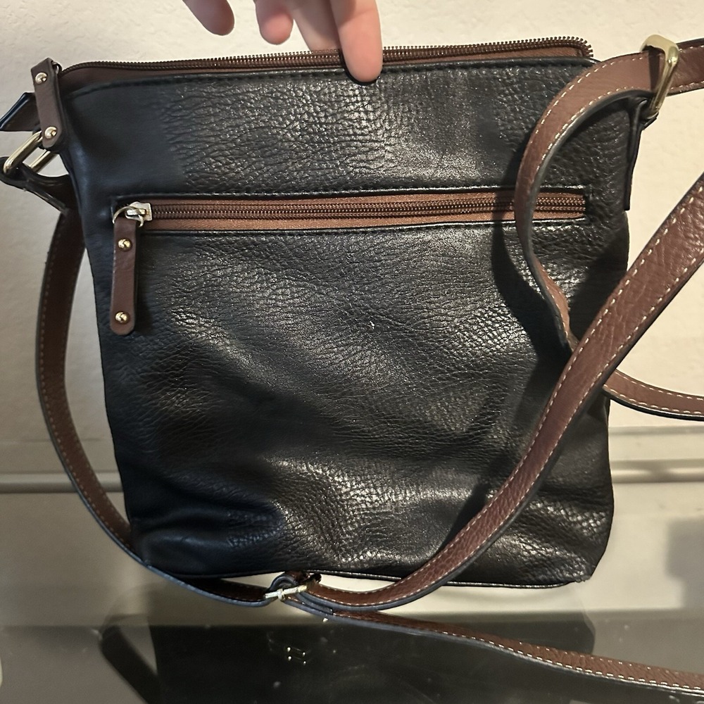 b.o.c. Born Concept Crossbody Bag Black Brown Faux Leather Organizer Purse